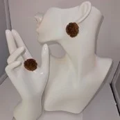 Brown rose earring set