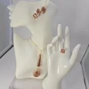 Gold glitter necklace & stud earrings 3 sets