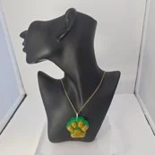 Green & orange paw necklace
