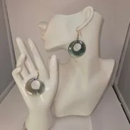 Greenish clear round earrings