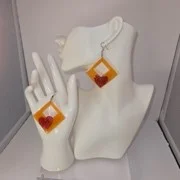 Orange, red heart diamond shape