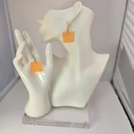 Orange sparkle Square earrings