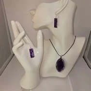 Purple Oval and rectangle necklace set