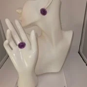 Purple carnation earrings (med)