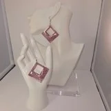 Purple glitter, diamond earrings