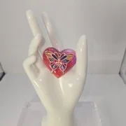 Red butterfly Heart necklace piece