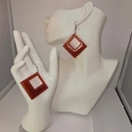 Red diamond shaped earrings