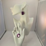 Purple glitter oval earrings